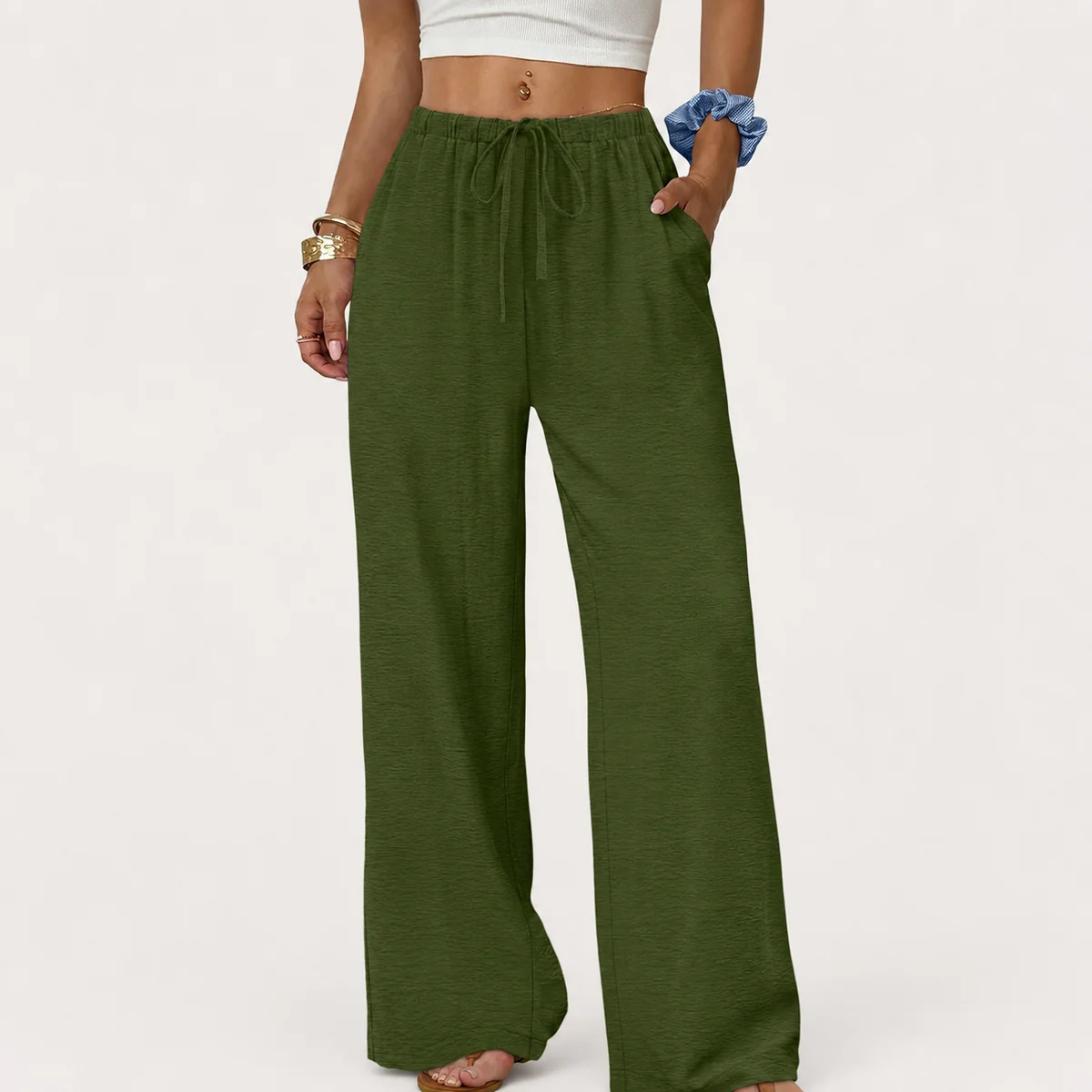 Pantalones palazzo para mujer | Cintura elástica