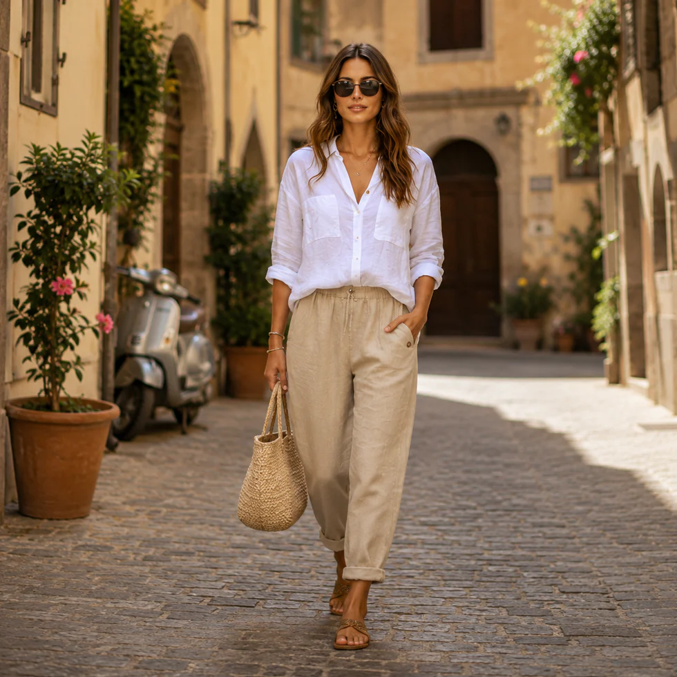 Rosa | Pantalones ligeros de lino