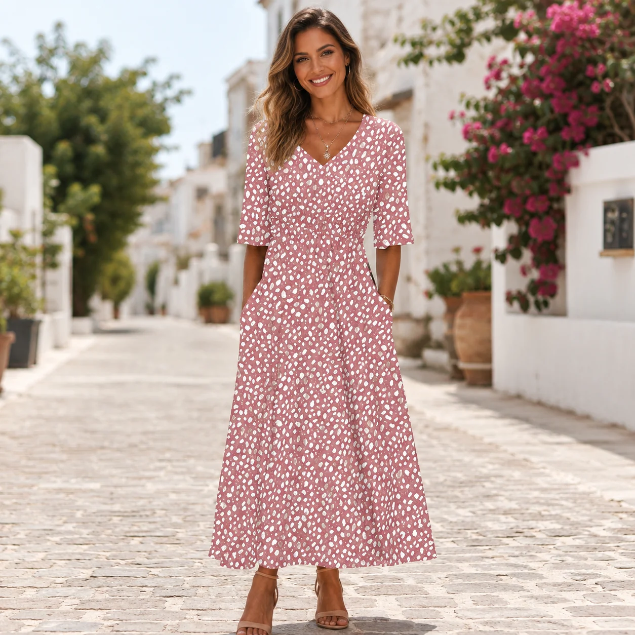 Francesca | Elegante vestido midi con efecto moldeador
