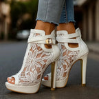 BIANCA| Zapatos de tacón elegantes con encaje