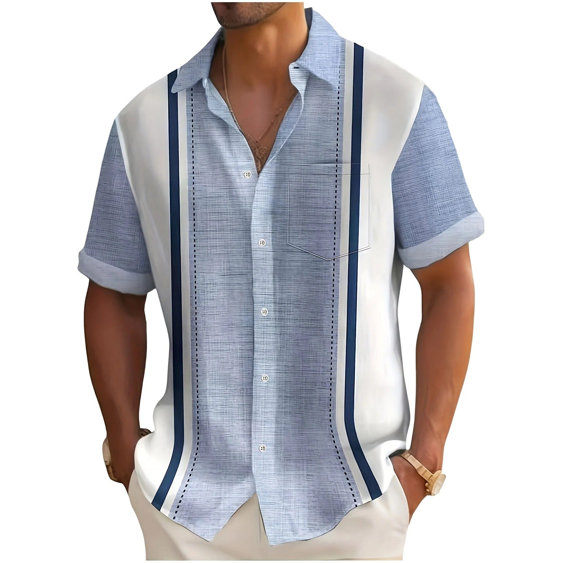 CAMISA DE RAYAS PARA HOMBRE (ESTILO RESORT)