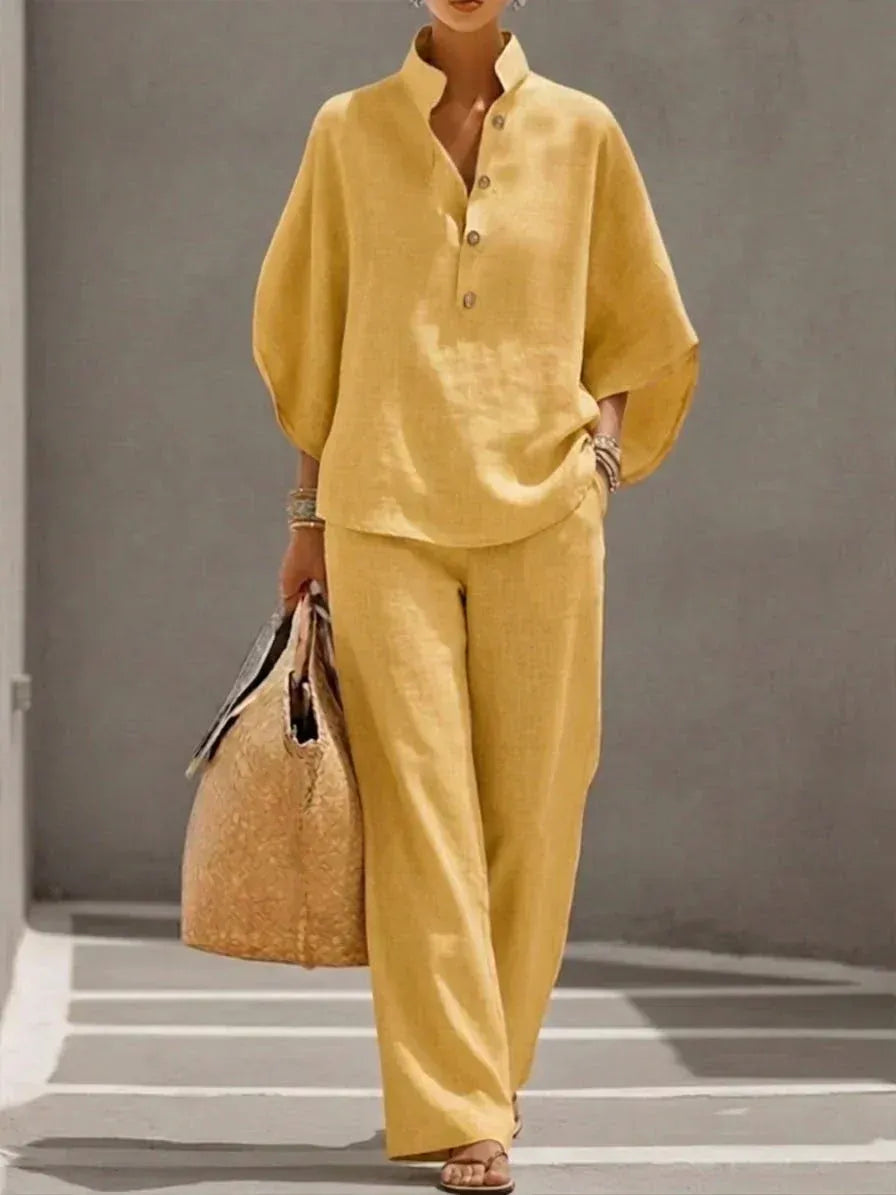 Maribel | Traje de manga murciélago con pantalón de pierna ancha