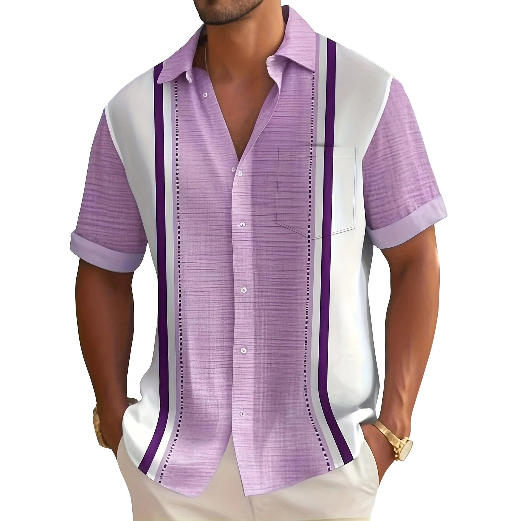 CAMISA DE RAYAS PARA HOMBRE (ESTILO RESORT)