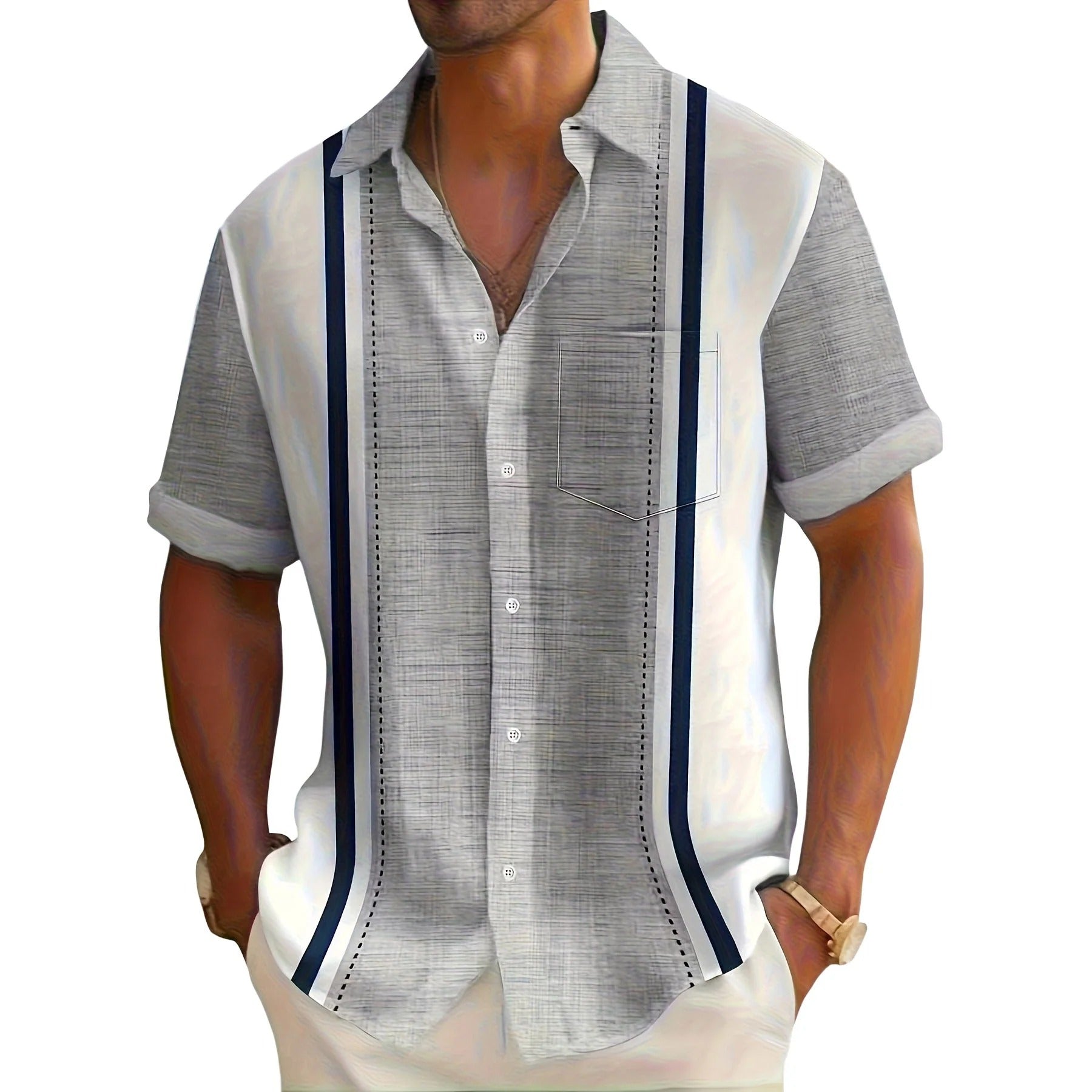 CAMISA DE RAYAS PARA HOMBRE (ESTILO RESORT)