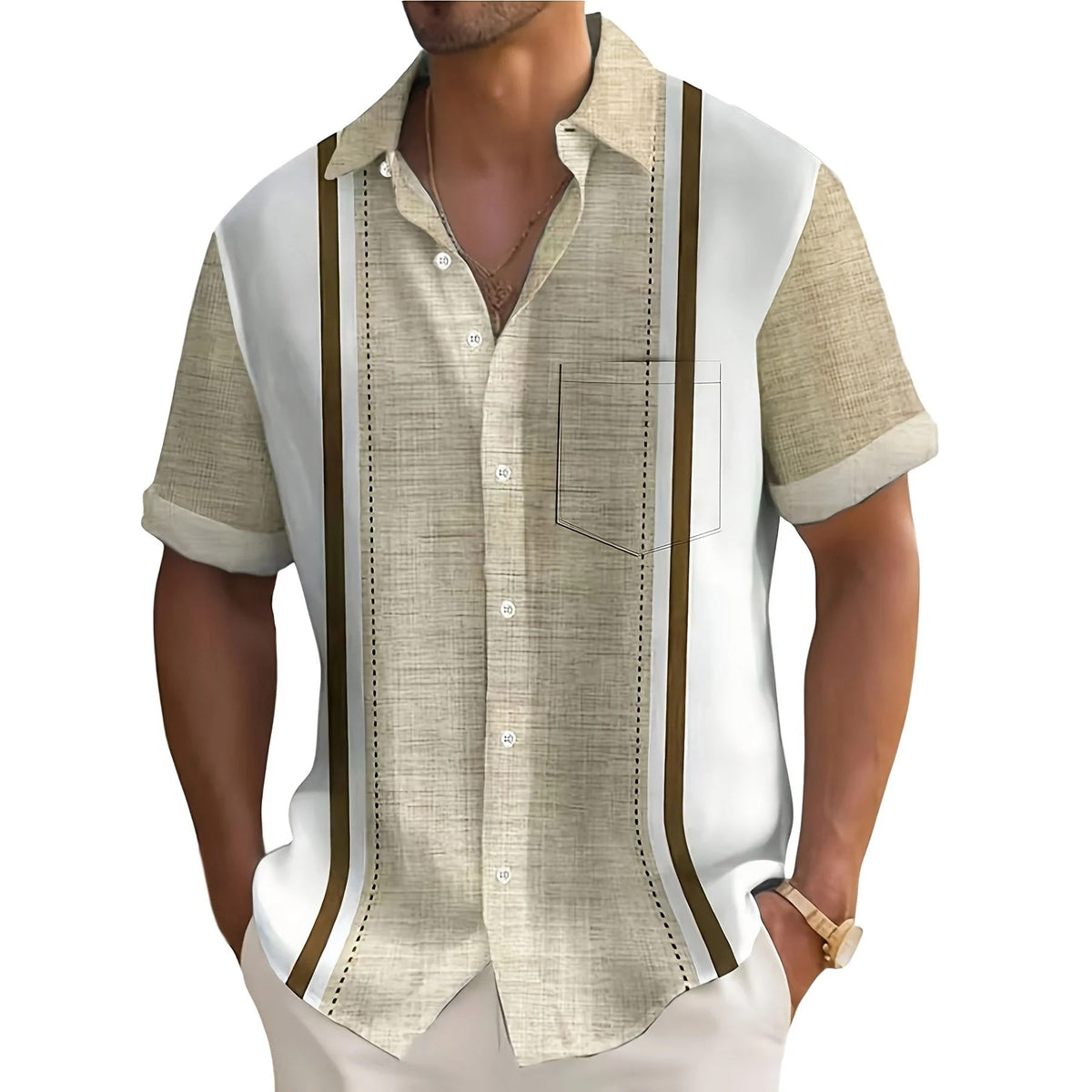 CAMISA DE RAYAS PARA HOMBRE (ESTILO RESORT)