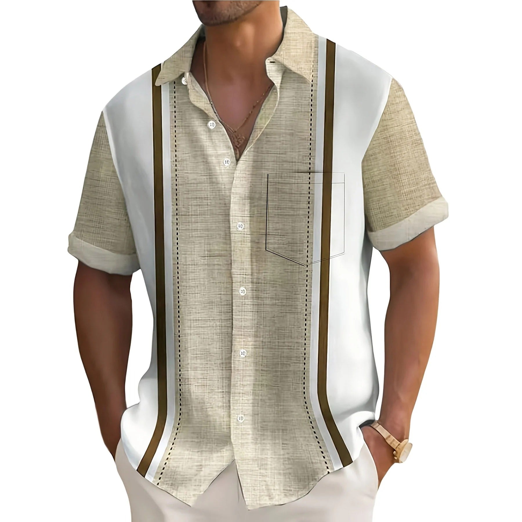 CAMISA DE RAYAS PARA HOMBRE (ESTILO RESORT)