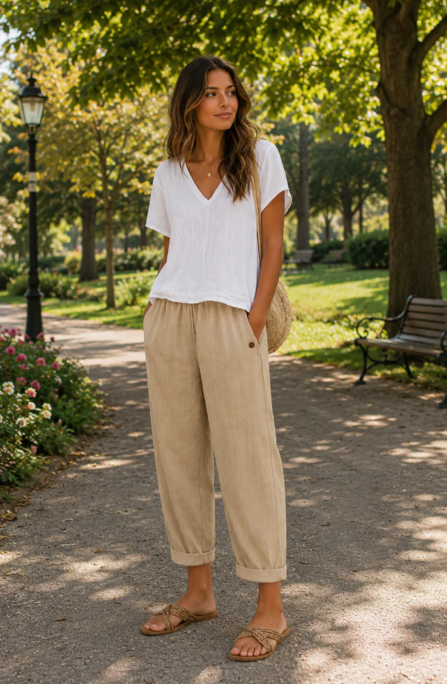 Rosa | Pantalones ligeros de lino